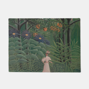 Felpudo Mujer caminando en un bosque exótico, Henri Rousse