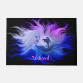 Felpudo Mujer con delfines a la luz de la luna