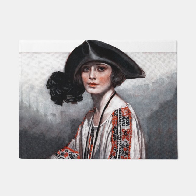 Felpudo Mujer en blusa bordada (Anverso)