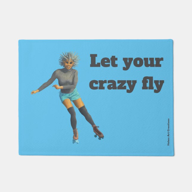 Felpudo Mujer extranjera patinadora patineta artística fan (Anverso)