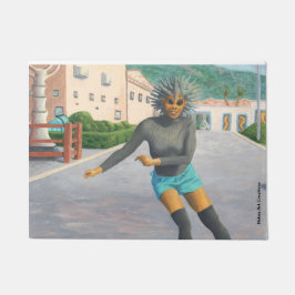 Felpudo Mujer extranjera patinando en patinaje fantasía es