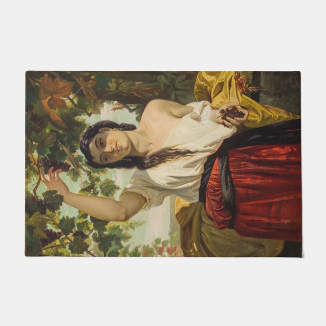 Felpudo Mujer italiana recogiendo uvas (cosecha de verano) (Anverso)