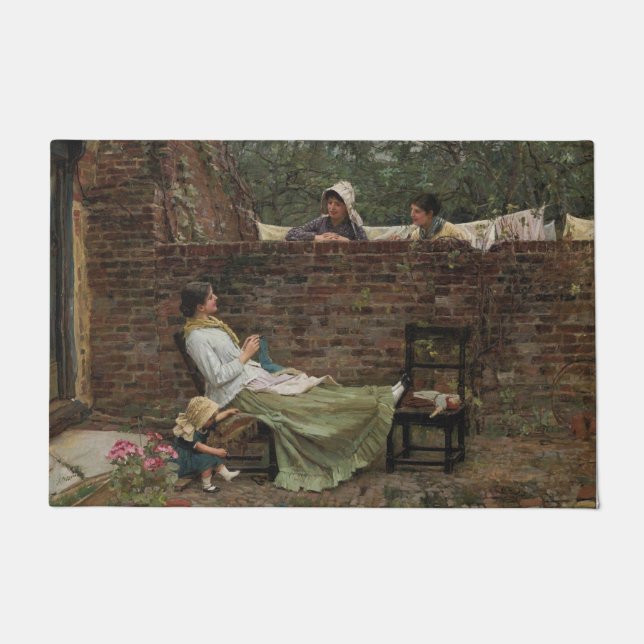 Felpudo Mujeres Chateando sobre la pared del jardín (Gossi (Anverso)