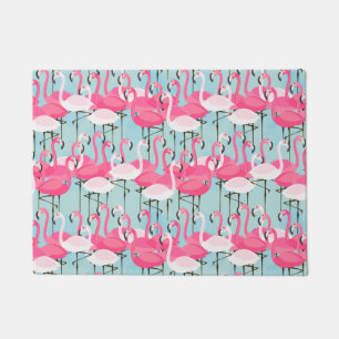 Felpudo Multitud Rosa Y Blanca De Flamingos