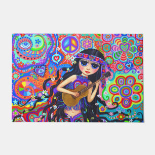Felpudo Muñeca de sirena cutícula Hippie Chick Guitarra Oj
