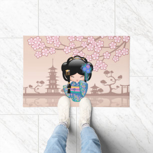 Felpudo Muñeca Keiko Kokeshi - Chica de Kimono azul Geisha