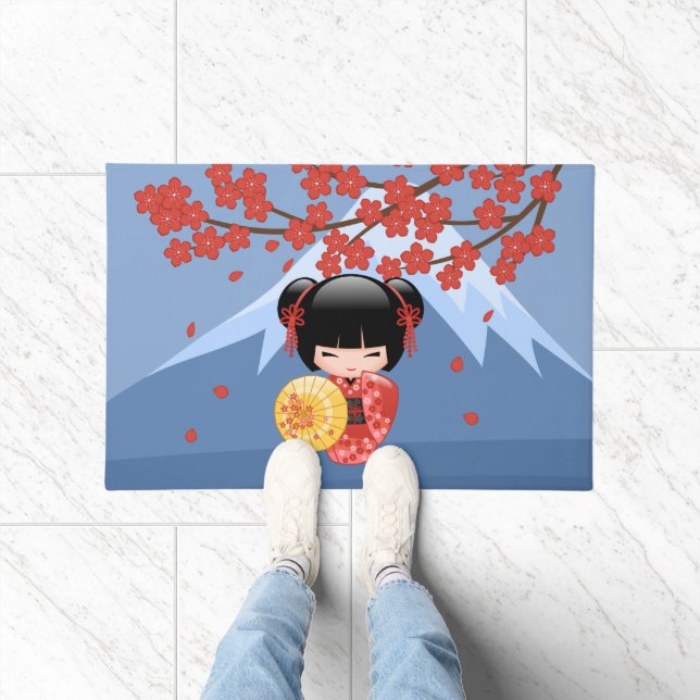 Felpudo Muñeca roja Sakura Kokeshi - Chica cute Geisha (Interior)