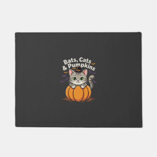 Felpudo Murciélagos de Halloween Gatos y Calabazas Diseño