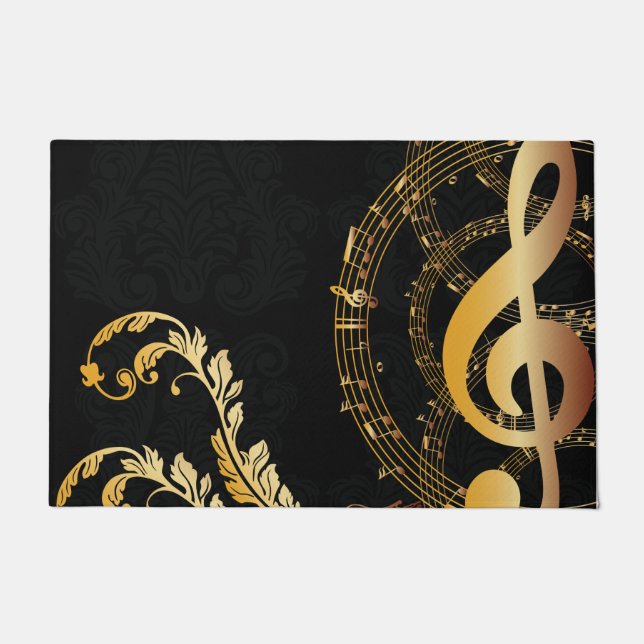 Felpudo Music Note Luxury Gray Gold (Anverso)