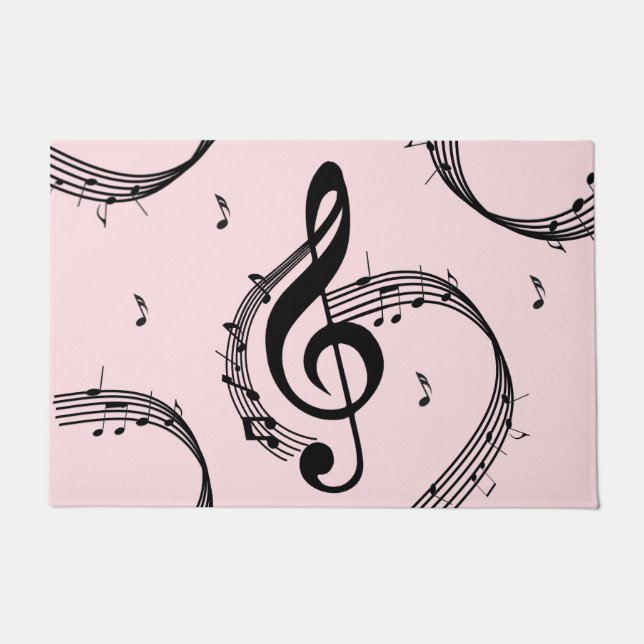 Felpudo Música de Clave de Sol Climática Rosa (Anverso)