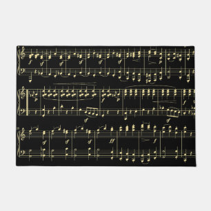 Felpudo Música dorada en negro