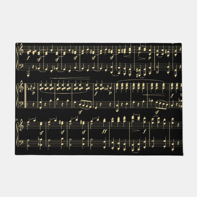 Felpudo Música dorada en negro (Anverso)