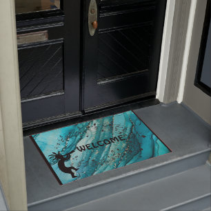 Felpudo Música Turquesa Suroeste Kokopelli Doormat