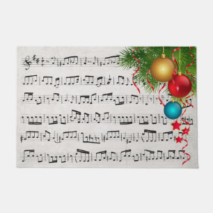 Felpudo Música y adornos navideños