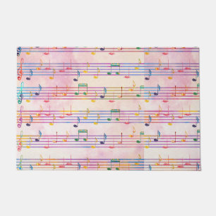 Felpudo Músico de notas multicolor