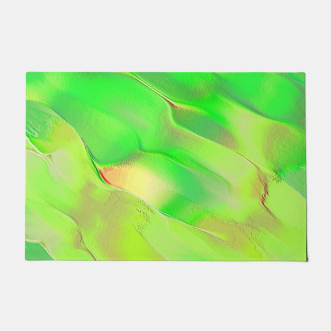 Felpudo Muy poco esculpido en verde vivo y envejecido (Anverso)