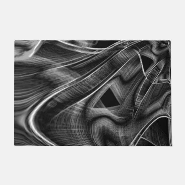 Felpudo Muy torcido con ranuras grises en fondo negro (Anverso)