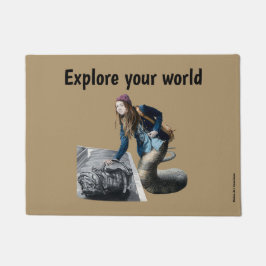 Felpudo Naga Explorer World Travel Fantasy Art Doormat