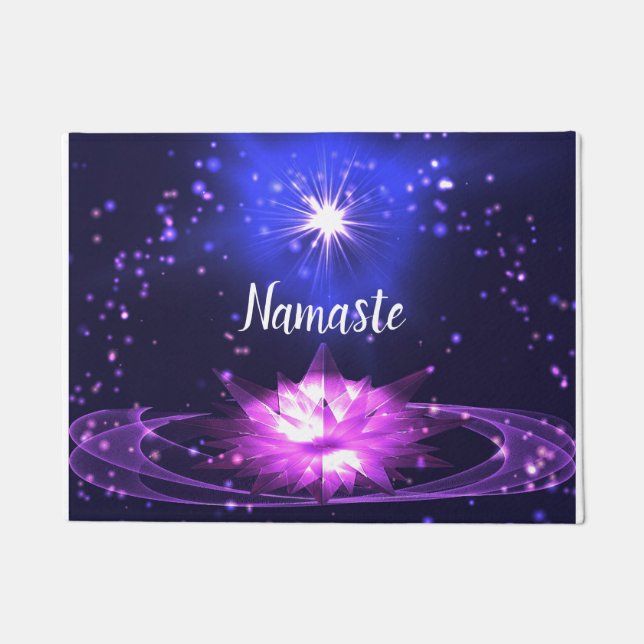 Felpudo Namaste Crystal Lotus, bienvenida metafísica (Anverso)