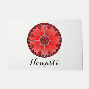 Felpudo NAMASTE Flor Roja Espiritual Loto Mandala Blanco