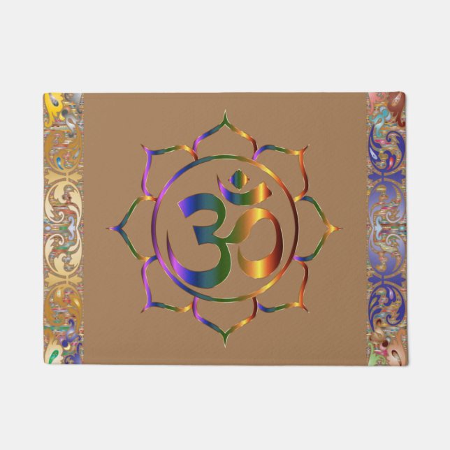 Felpudo Namaste Om Lotus Rainbow Vintage Doormat (Anverso)