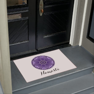 Felpudo NAMASTE PurpleFlower Spiritual Lotus Mandala Blanc