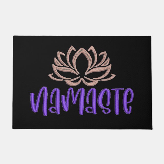 Felpudo Namaste Zen Yoga Lotus Meditación Negro (Anverso)