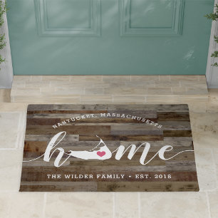 Felpudo Nantucket Home Town Personalized Wood Look