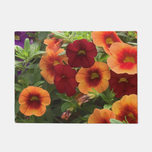 Felpudo Naranja alegre y floral roja