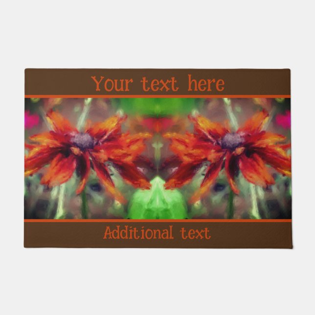 Felpudo Naranja Black Eyed Susan Flower Art Personalizado (Anverso)
