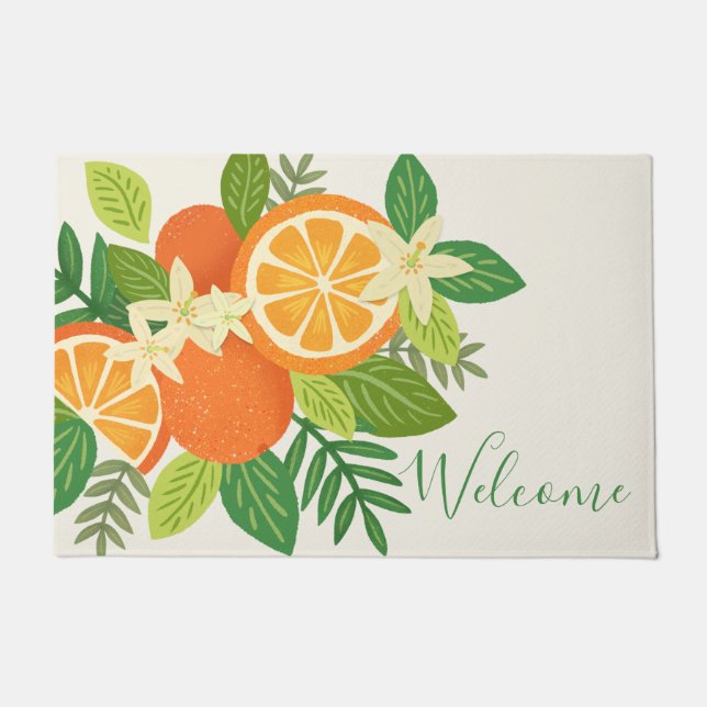 Felpudo Naranja Blossom Personalizado Door Mat (Anverso)