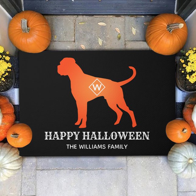 Felpudo Naranja Boxer Dog Happy Halloween (Subido por el creador)