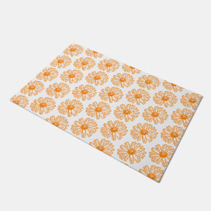 Felpudo Naranja Daisy Flower Print, Vintage Floral Pattern