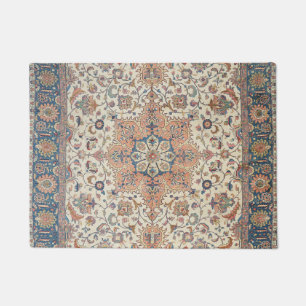 Felpudo Naranja de arena azul Persia Tabriz