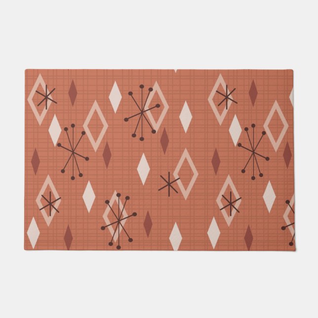 Felpudo Naranja de Diamantes Modernos del Siglo Medio (Anverso)