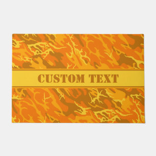 Felpudo Naranja de otoño, Camo Doormat, con letra Personal