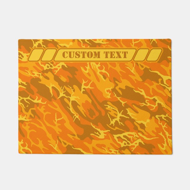 Felpudo Naranja de otoño, Camo Doormat, con letra Personal (Anverso)