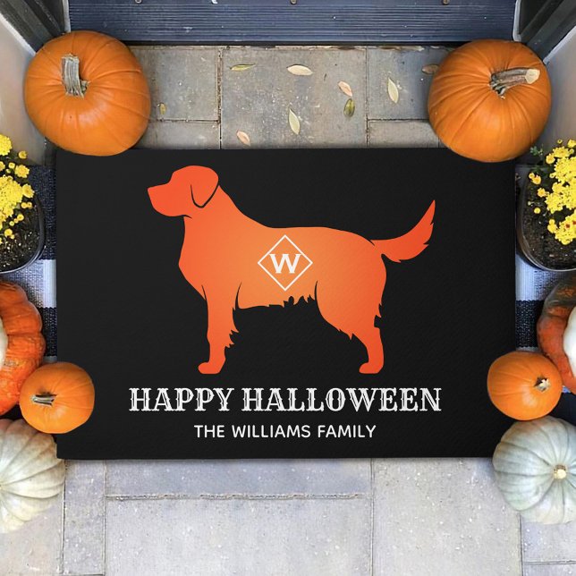 Felpudo Naranja Golden Retriever Happy Halloween (Subido por el creador)