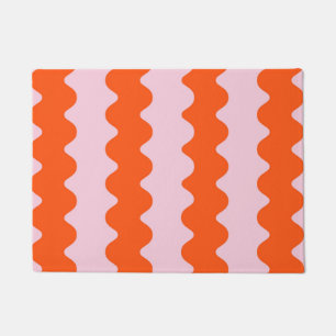 Felpudo Naranja Groovy Stripe Moderno Primavera Minimalist