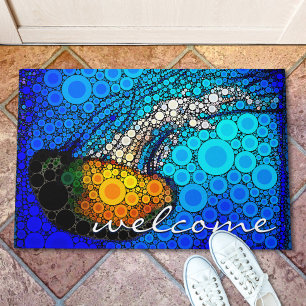 Felpudo Naranja Jellyfish Blue Ocean Welcome Script Modern