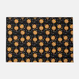 Felpudo Naranja negro de balde de calabaza de Halloween