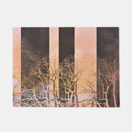 Felpudo Naranja negro rayas ramas arte digital