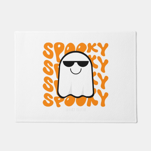 Felpudo Naranja negro Spooky Halloween (Anverso)