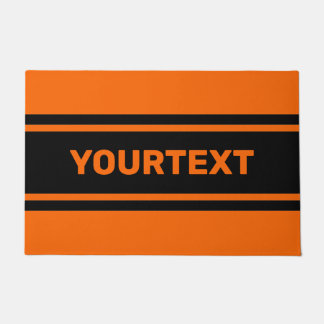 Felpudo Naranja personalizado de franjas de Carreras negra