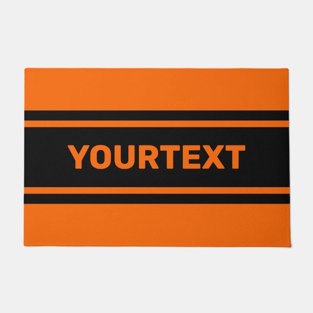 Felpudo Naranja personalizado de franjas de Carreras negra (Anverso)