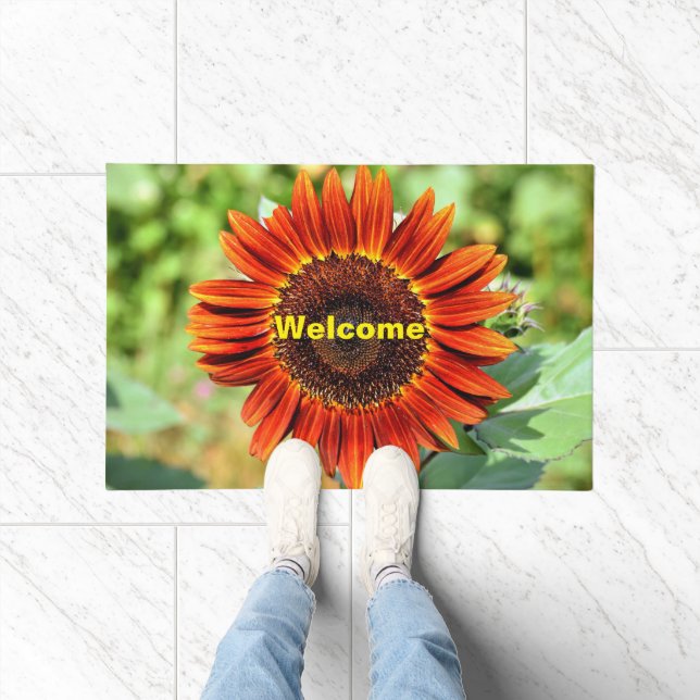 Felpudo Naranja Profundo Sunflower Welcome Mat (Interior)