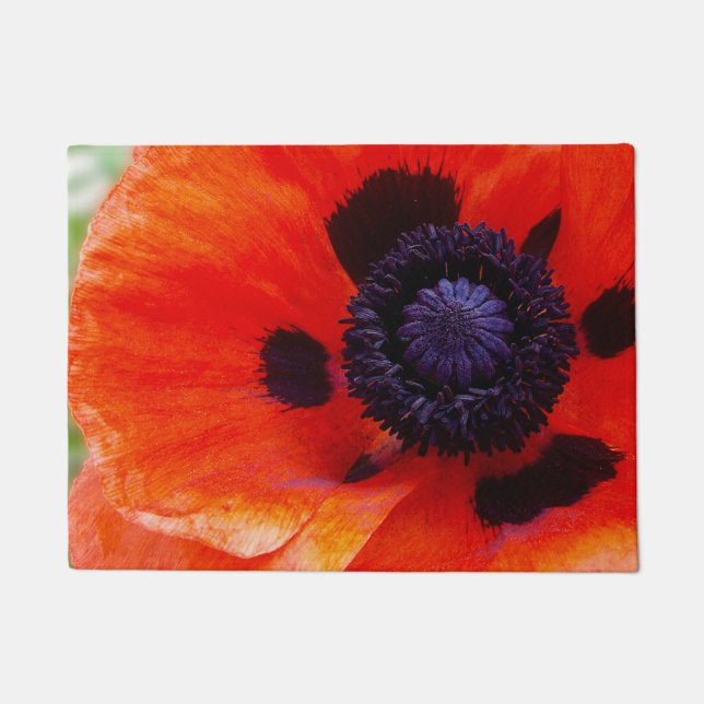 Felpudo Naranja Red Poppy Floral (Anverso)