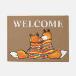 Felpudo Naranja Rojo Fox Romantic Friend Welcome Personali