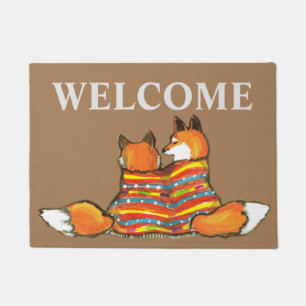 Felpudo Naranja Rojo Fox Romantic Friend Welcome Personali