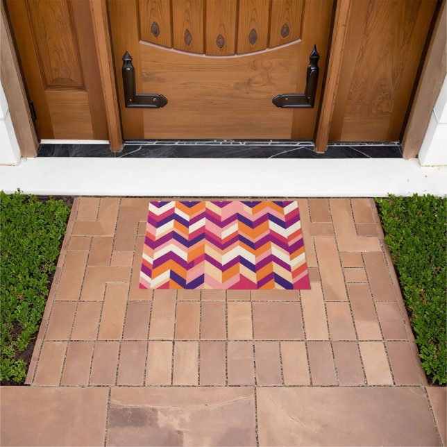 Felpudo Naranja Rubor Magenta Chevron (Exterior)
